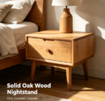 Solid Oak Wood Nightstand with One Dovetail Drawer