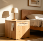 Solid Birch Nightstand with USB Charging Port and Outlet